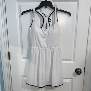 HALARA M White Mini Dress with Blue Trim